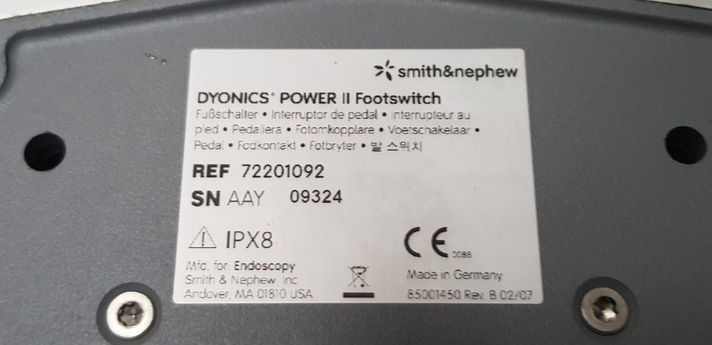 Smith Nephew Dyonics Power 2 Power Footswitch ref: 722010927