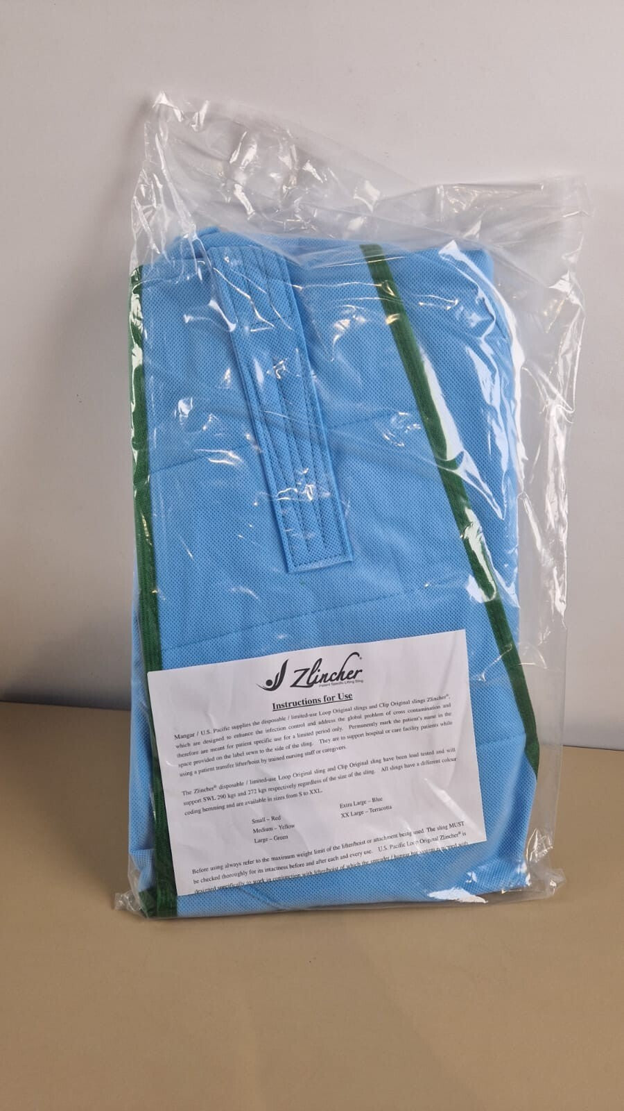 zlincher MS 013 patient lifting high back sling  SWL 290 kg   Blue Size Large L2