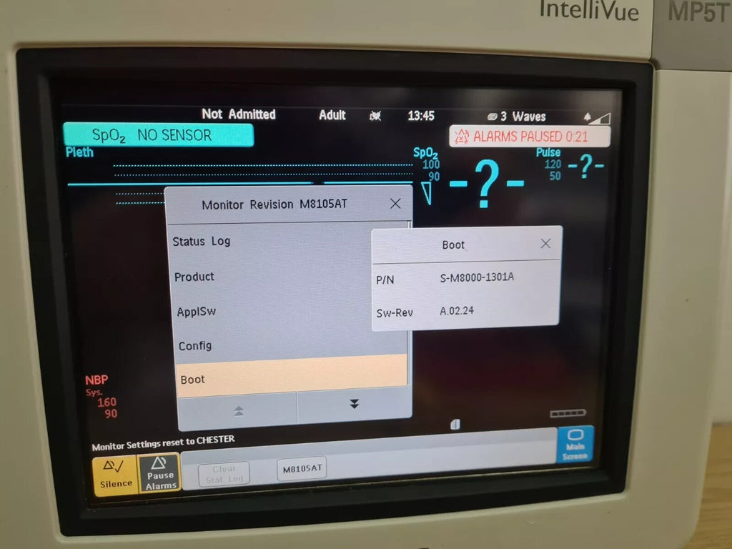 philips intellivue MPT5 patient monitor NIBP SPO2 telemetry connector M8105AT4