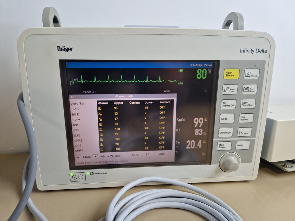 drager delta infinity patient monitor + ECG SpO2 NIBP Temp hemomed module14