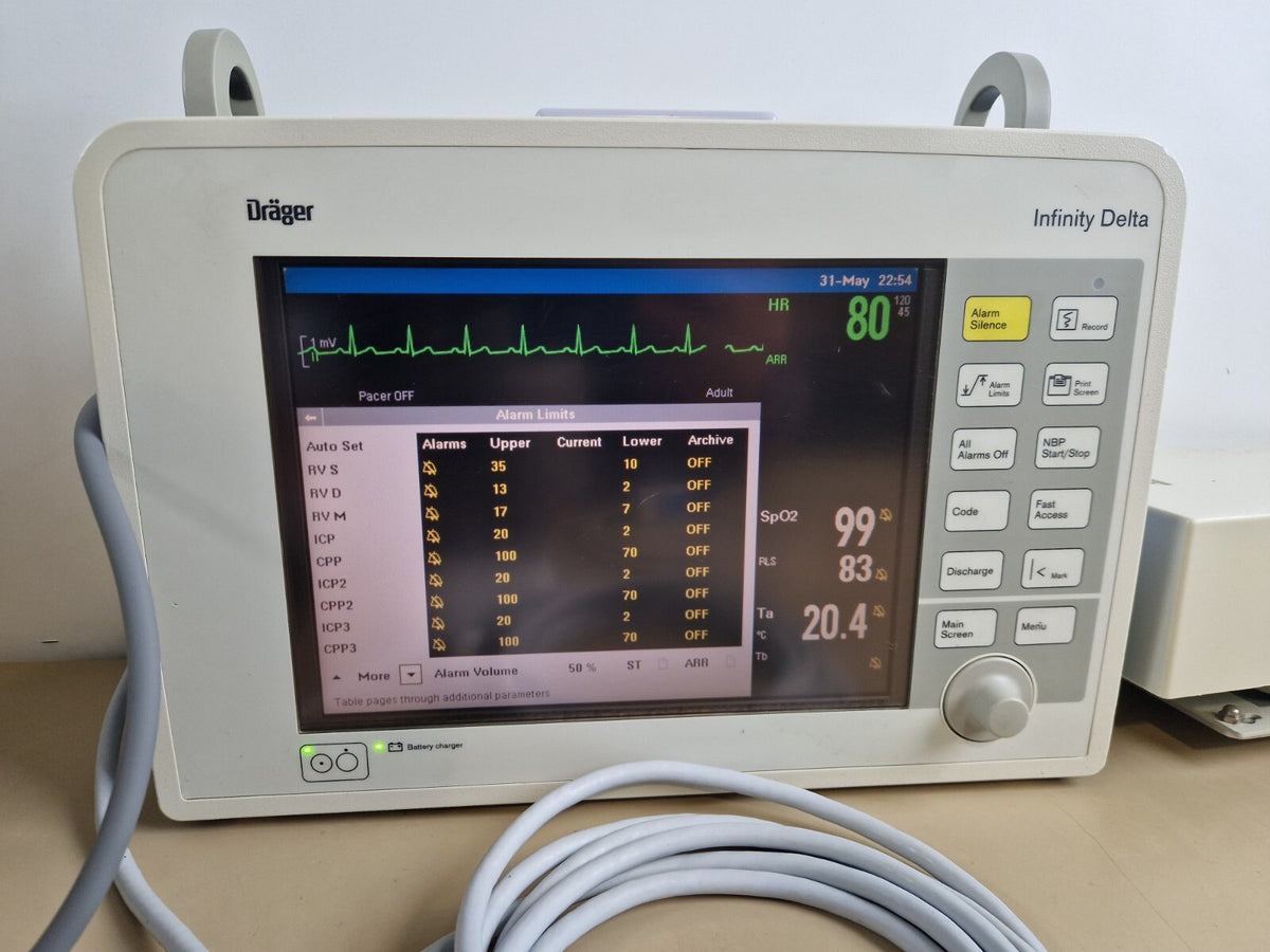drager delta infinity patient monitor + ECG SpO2 NIBP Temp hemomed module14