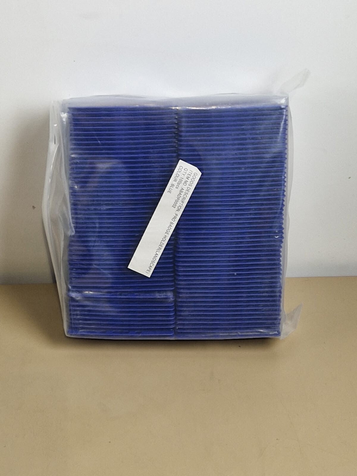 200x ID badge holder landscape blue CR80 Single Sided Rigid Slide in Open face2