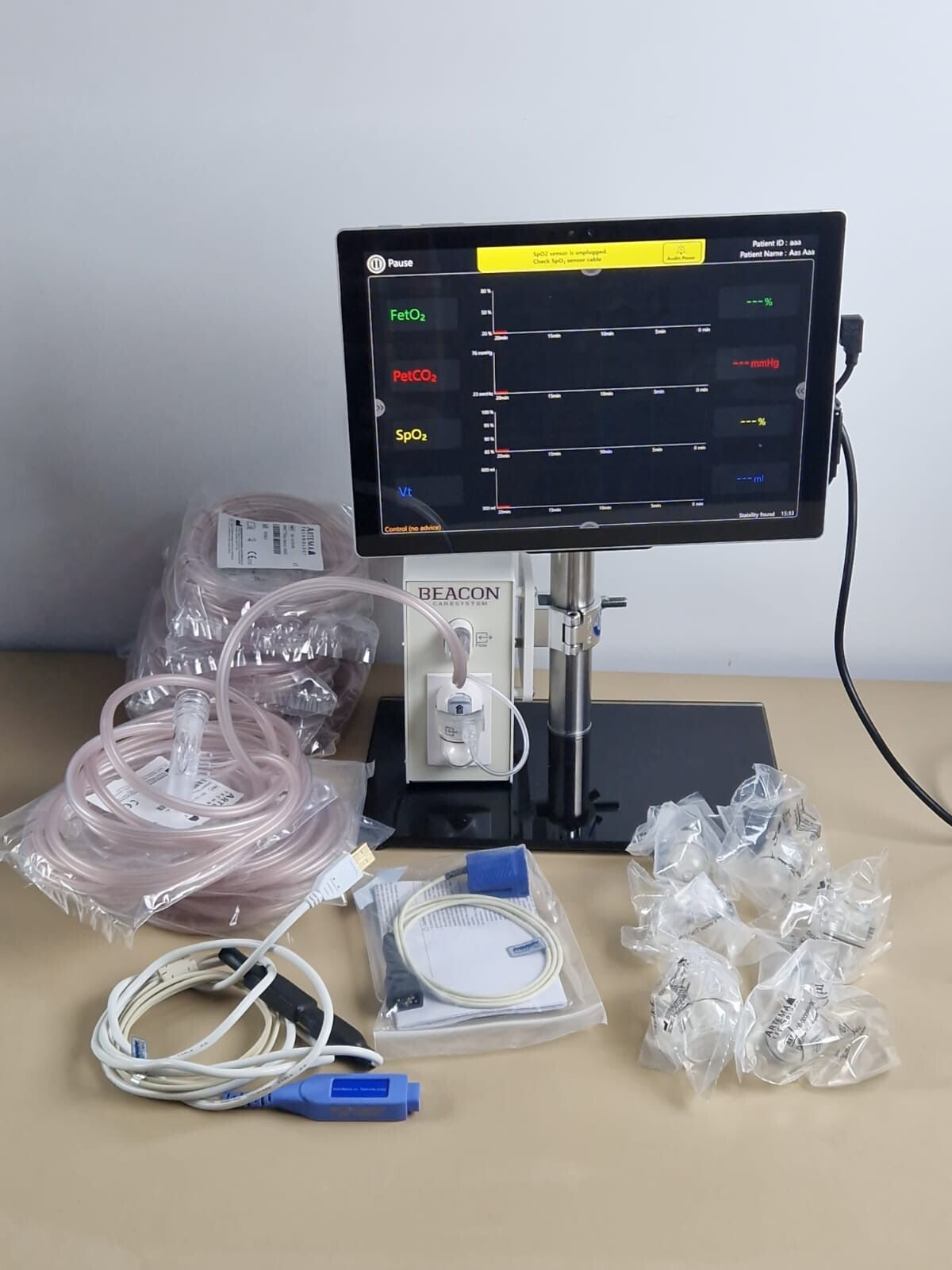 FetO2   PETCo2   Vt   SpO2 patient monitor beacon caresystem exercise test0