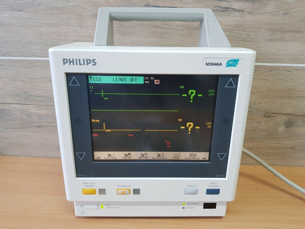 PHILIPS M3046A M3 PATIENT MONITOR +MULTI PARAMETER MODULE AND ECG CABLE NIBP4