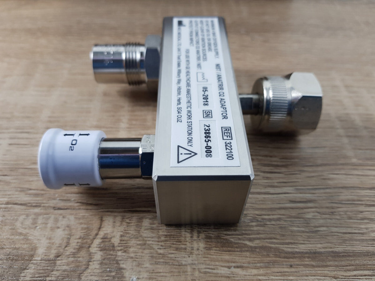 GE NIST ANATRIR o2 adaptor 322100 Schrader adaptor to male plus female manifold6