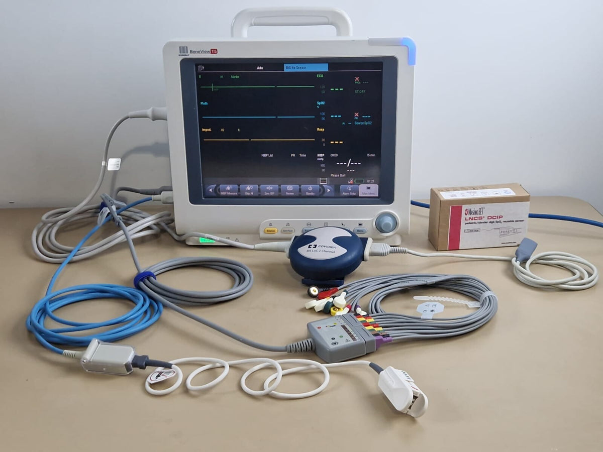 mindray beneView T5 patient monitor + BIS covidien loc  2 + masimo mpm + cables1