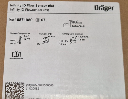 5x drager evita infinity ID air flow sensor ref: 68719801