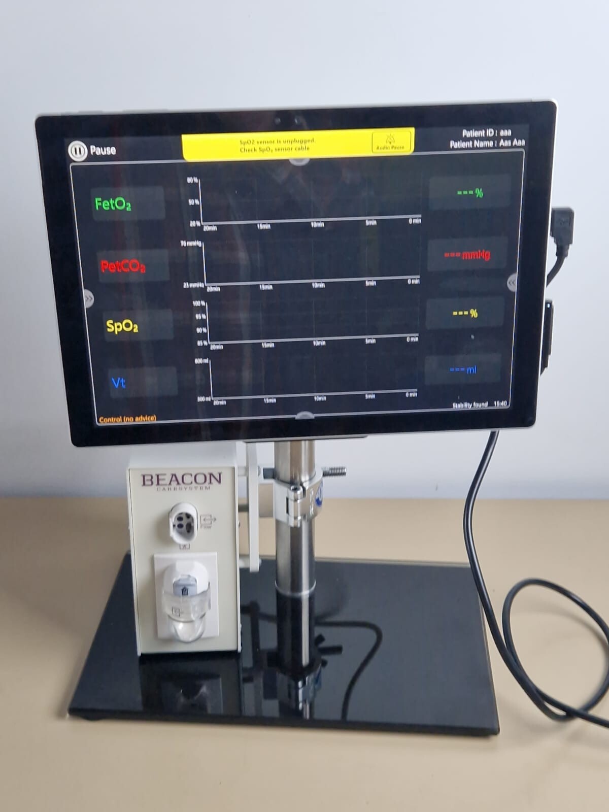 FetO2   PETCo2   Vt   SpO2 patient monitor beacon caresystem exercise test6
