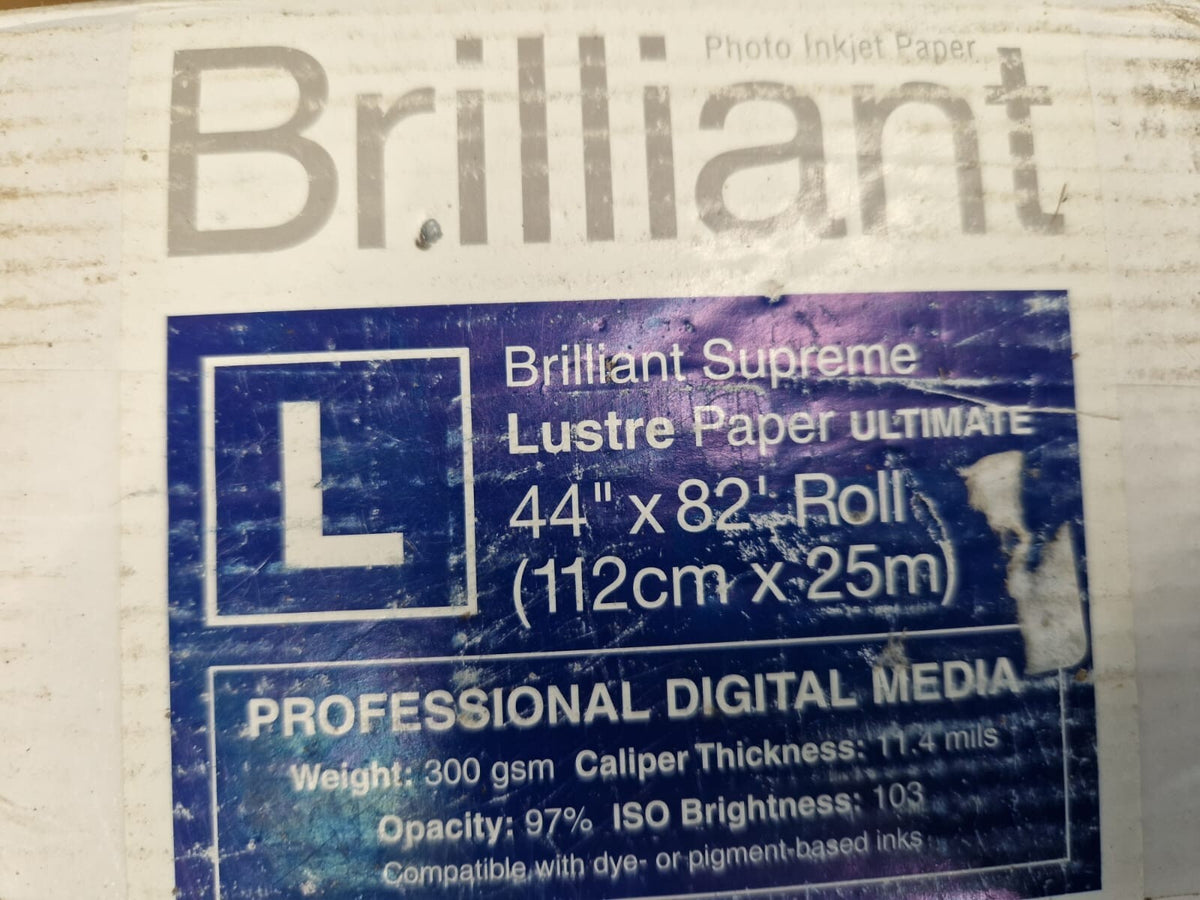 brilliant supreme lustre paper ultimate 44" x 82ft roll (112 cm x 25 m ) 300gsm1