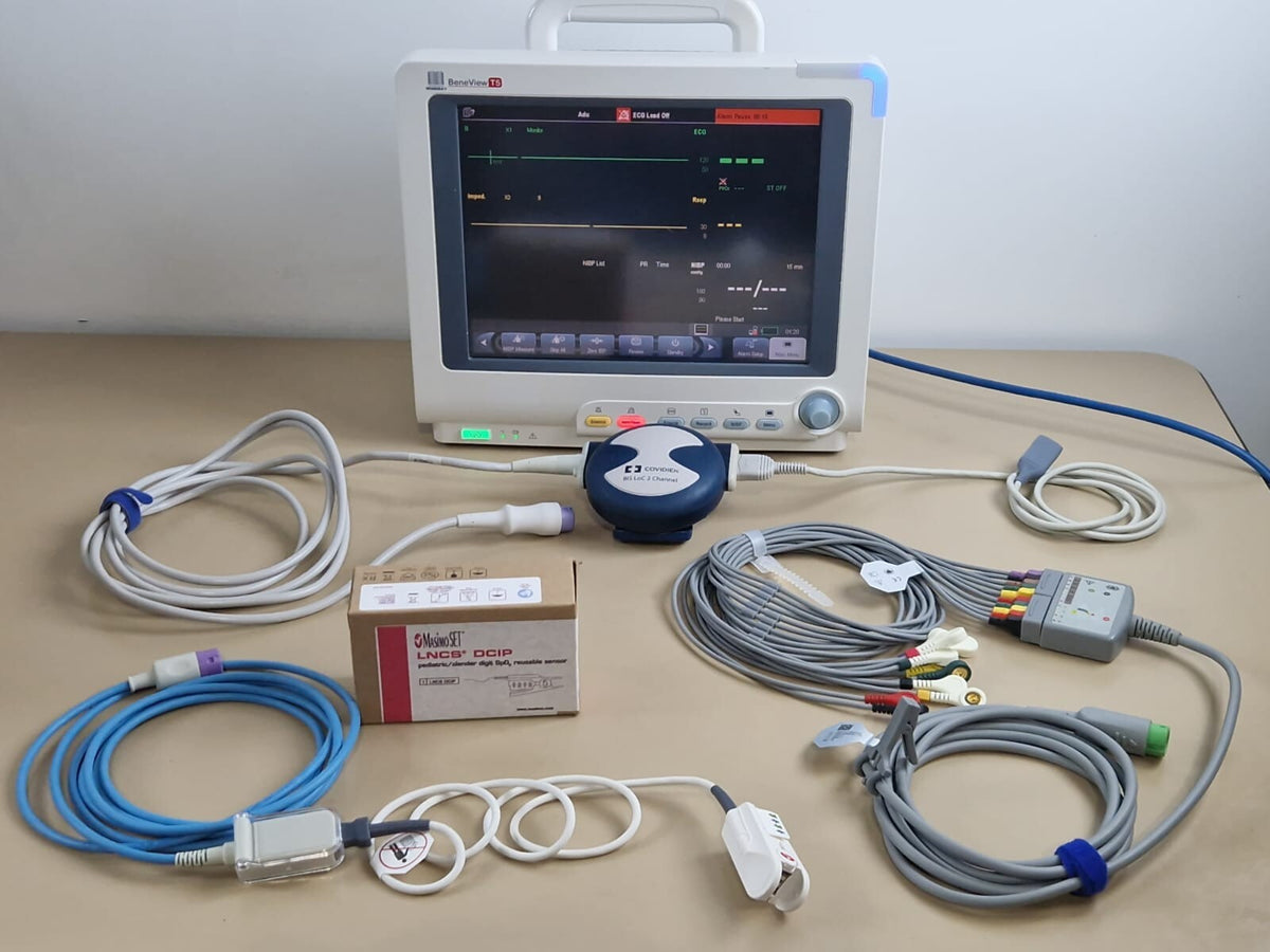 mindray beneView T5 patient monitor + BIS covidien loc  2 + masimo mpm + cables0