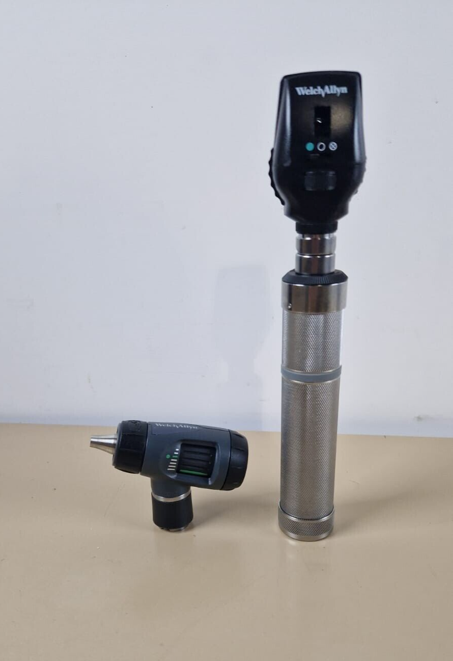 welch allyn ophthalmoscope 11720 + 23820 macroView otoscope + handle works D0