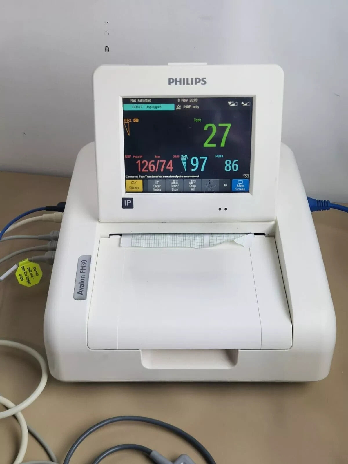 philips avalon fm30 fetal patient monitor toco us transducer + SpO2 NIBP printer1