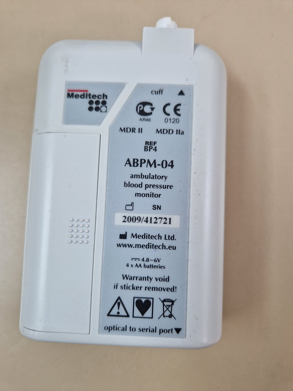 Meditech ABPM-04 rear identification label
