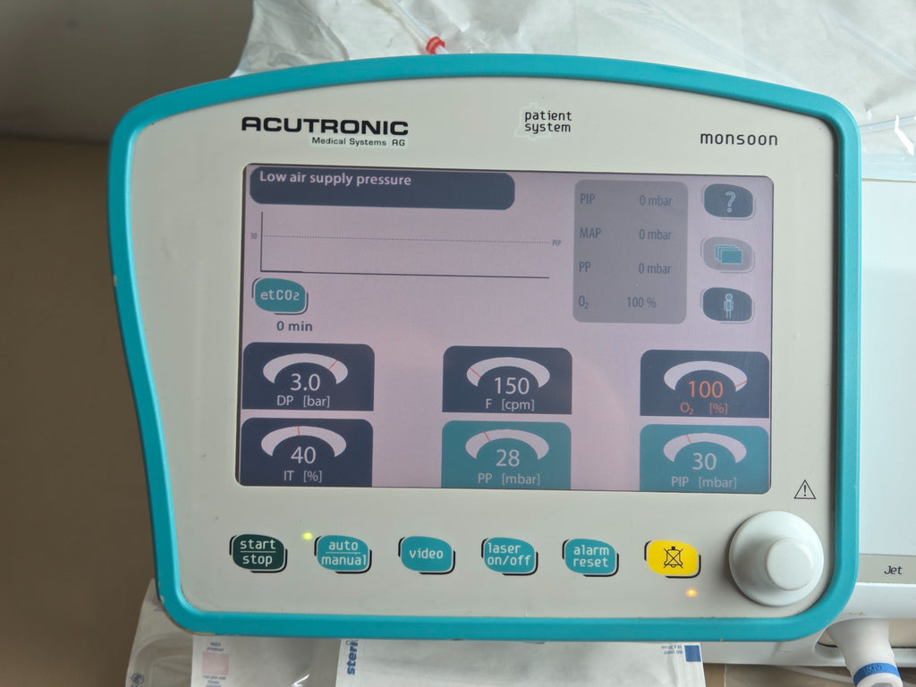 Acutronic Monsoon III high frequency jet ventilator with accessories