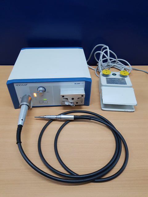 Aesculap ELAN-EC GA835 powered on with flexible drive shaft connected