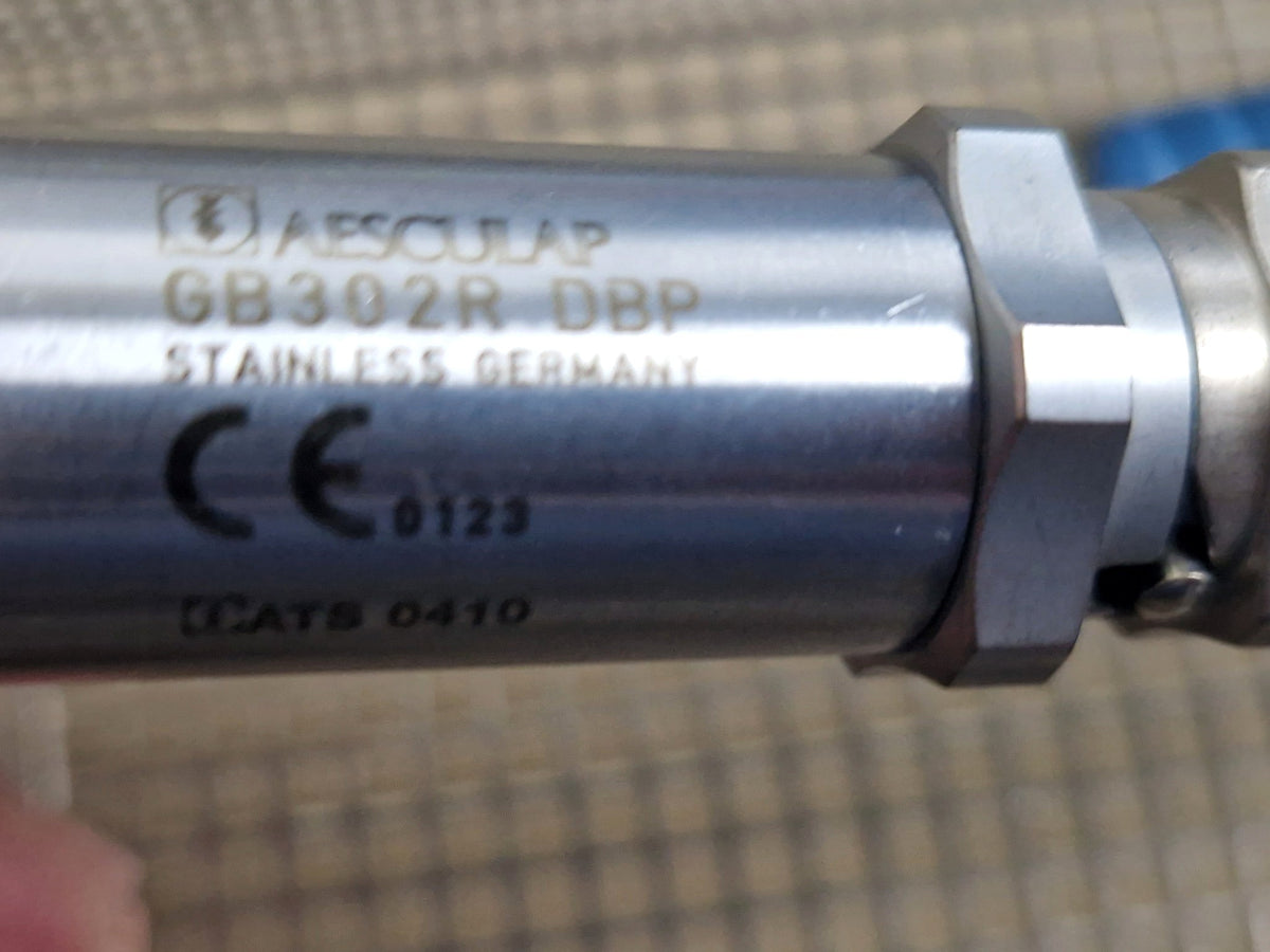 Aesculap GB302R DBP — original engraving close-up rotated upright