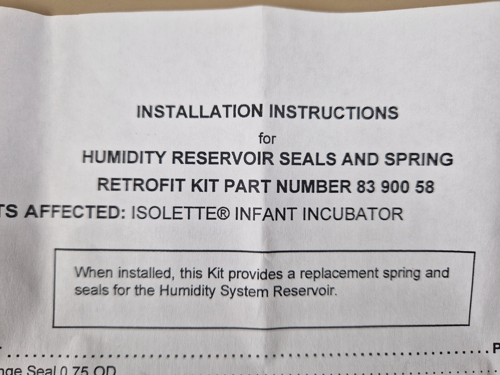 Air-Shields 83 900 58 installation instructions showing Isolette Infant Incubator compatibility