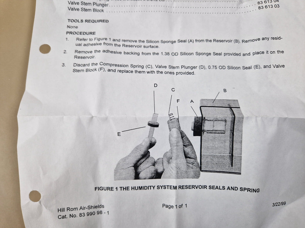 Air-Shields 83 900 58 retrofit kit procedure and reservoir diagram