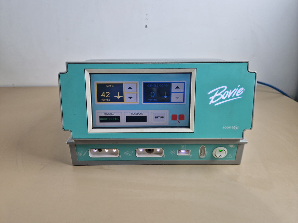 Bovie ICON Gi GI120 electrosurgical generator powered on front view