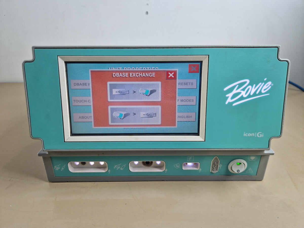 Bovie ICON Gi GI120 unit properties touchscreen