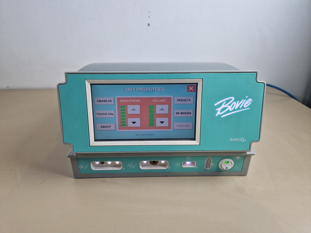 Bovie ICON Gi GI120 unit information screen serial GI2309007 firmware 1.39