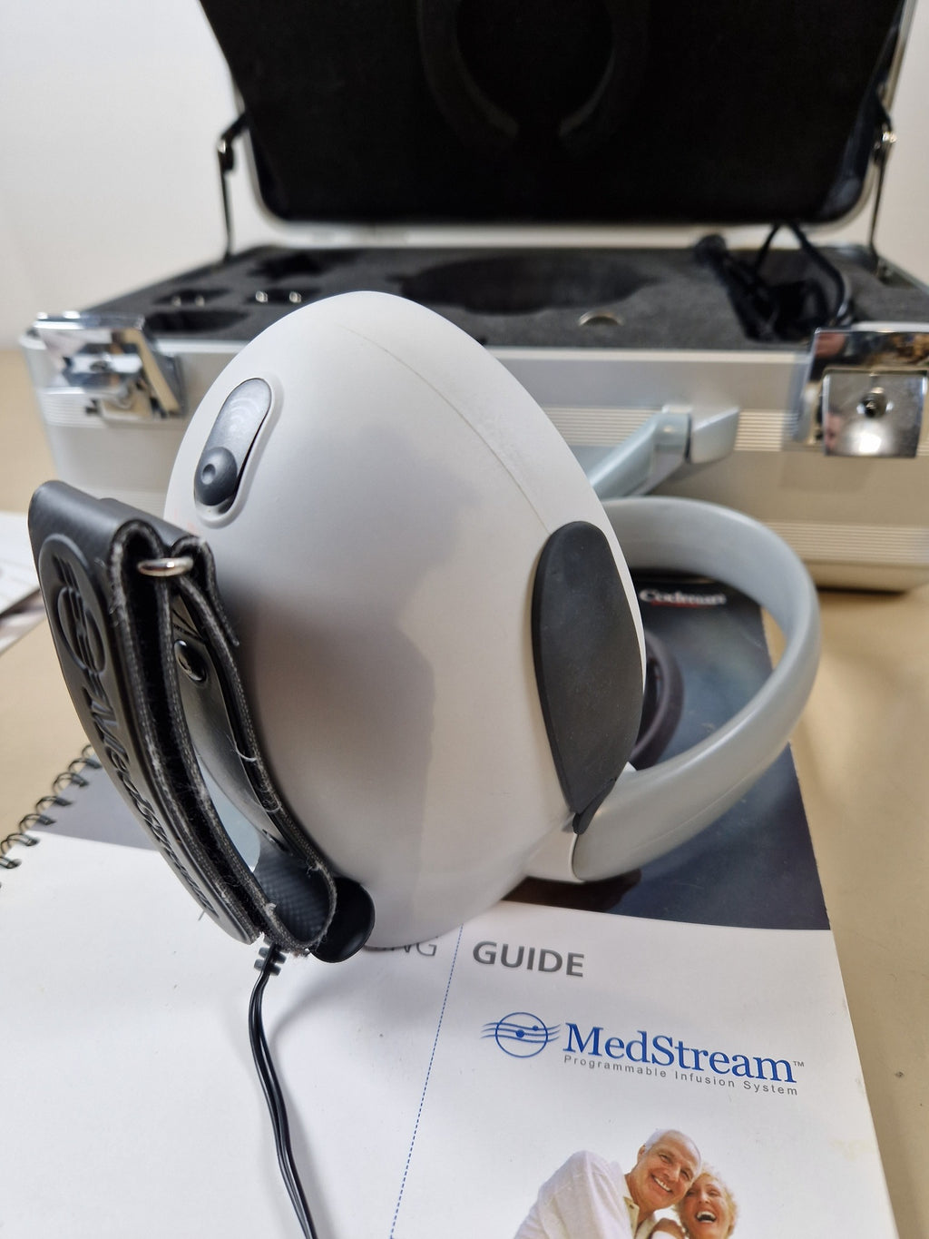 Codman MedStream programmer rear side view with antenna and holster