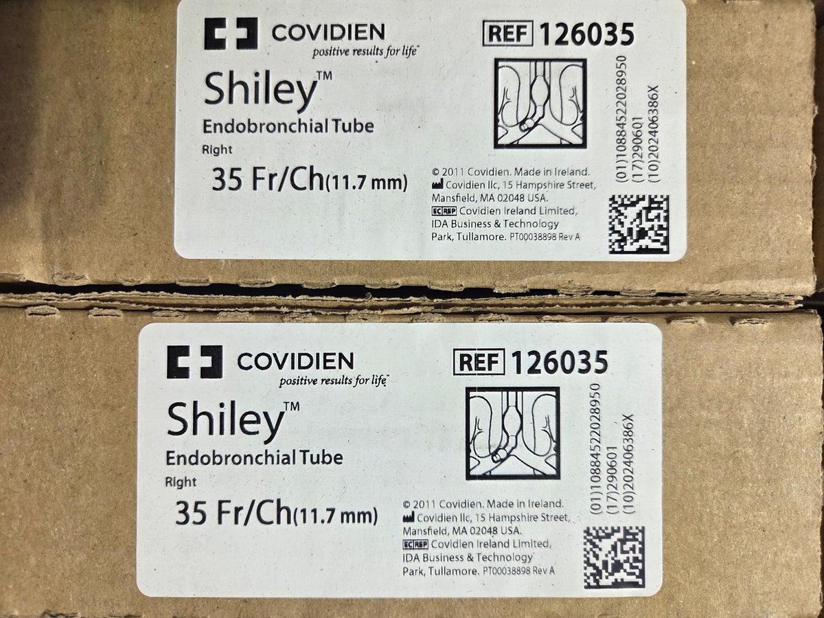 Two Covidien Shiley 126035 right endobronchial tubes 35 Fr 11.7 mm in original boxes