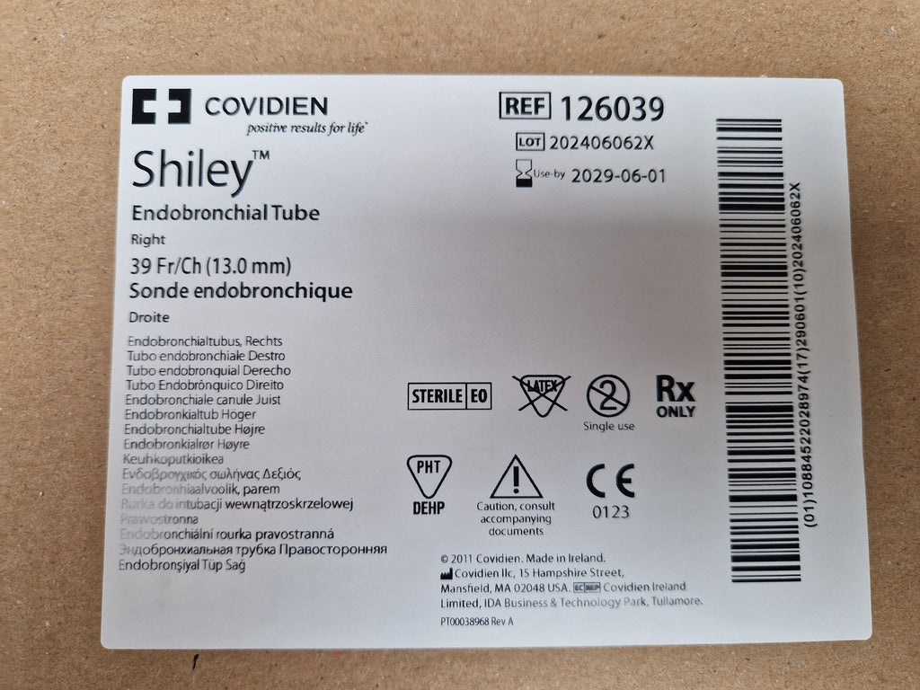 Covidien Shiley 126039 right endobronchial tube 39 Fr label