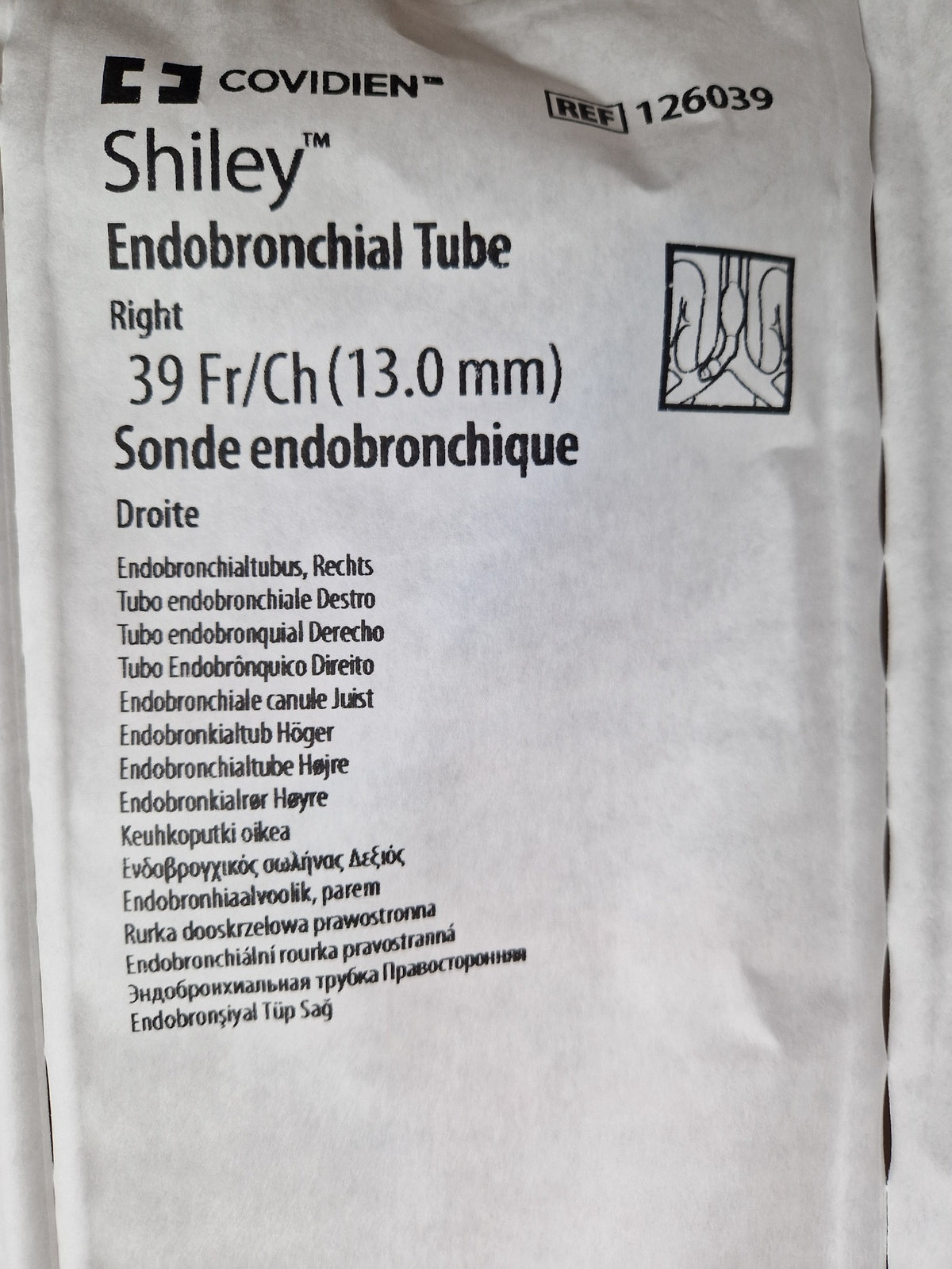 Covidien Shiley 126039 right endobronchial tube sterile pack
