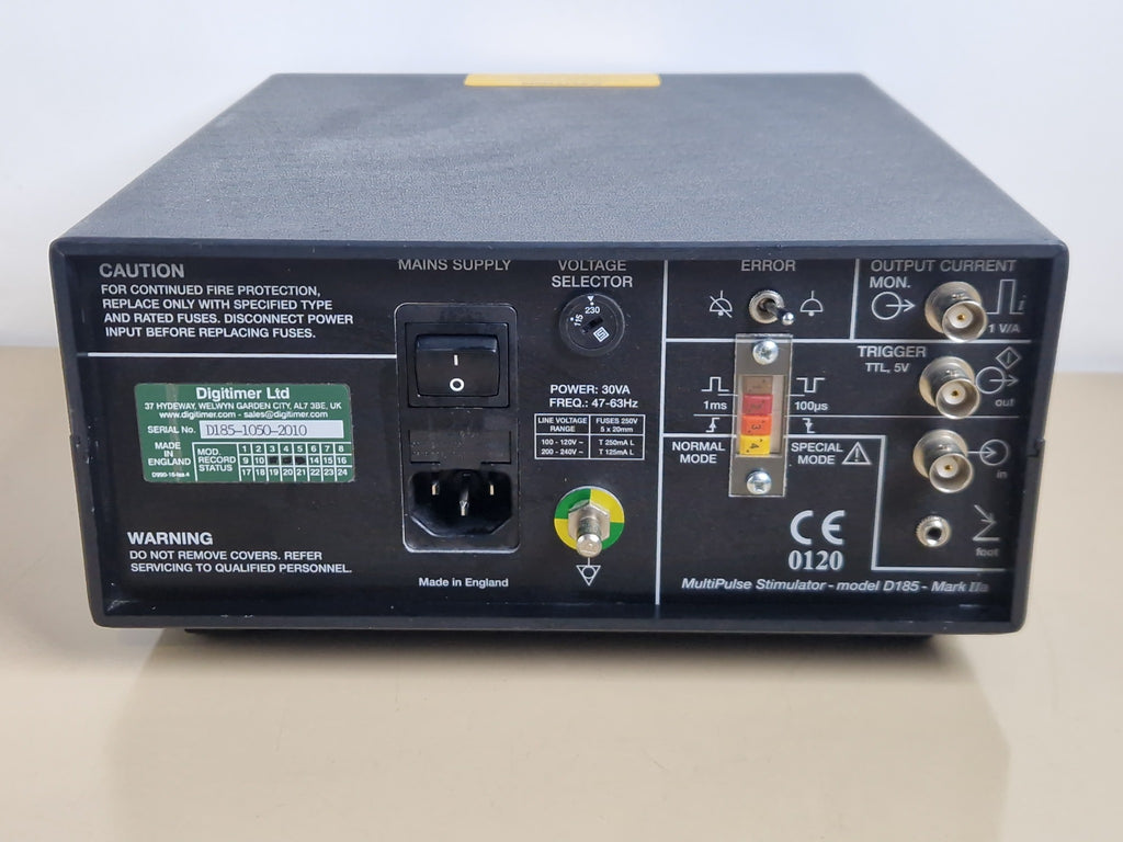 Digitimer D185 Mark IIa rear panel