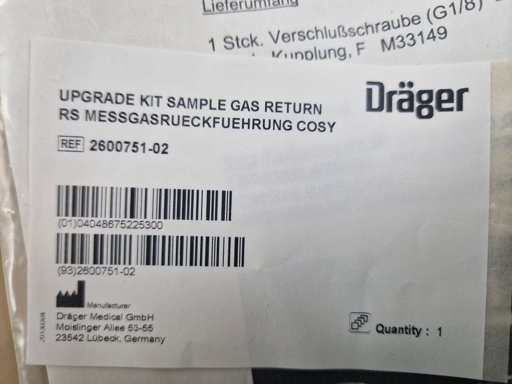 Dräger 2600751-02 upgrade kit sample gas return label