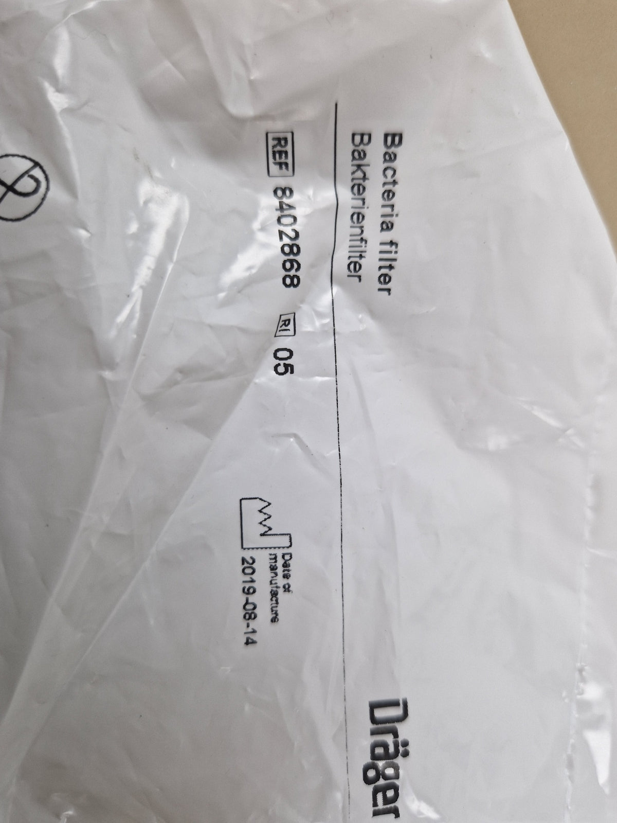 Dräger 8402868 bacteria filter original packaging label