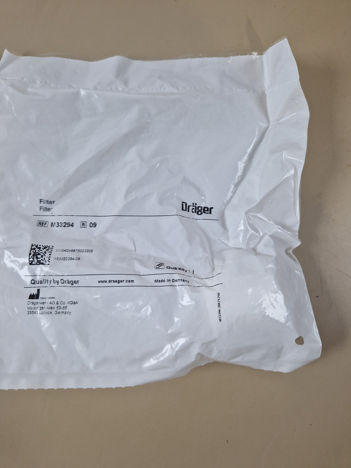 Dräger M33294 filter original packaging label