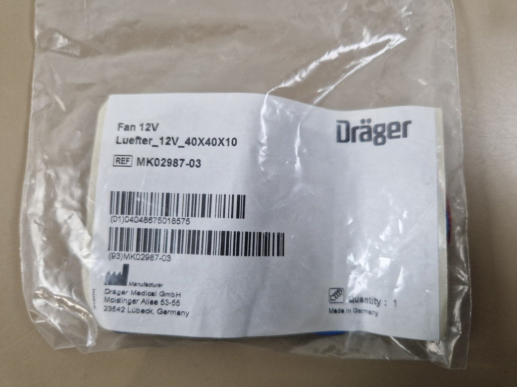 Drager MK02987-03 12V 40x40x10 fan in original packaging