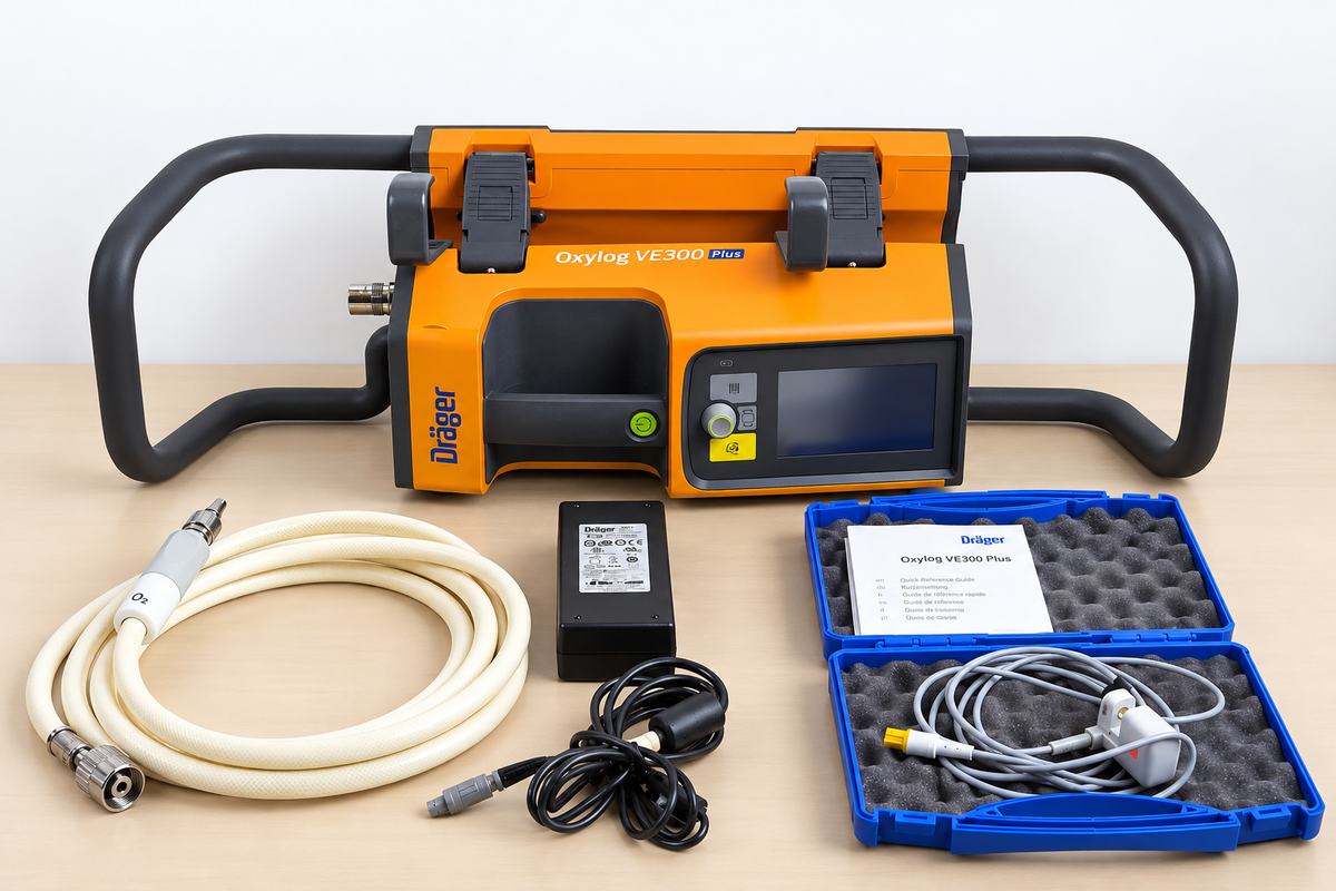 DRAEGER Drager VE300 PLUS Portable Transport Ventilator with CO2 sensor + hose + charger Transport Ventilator