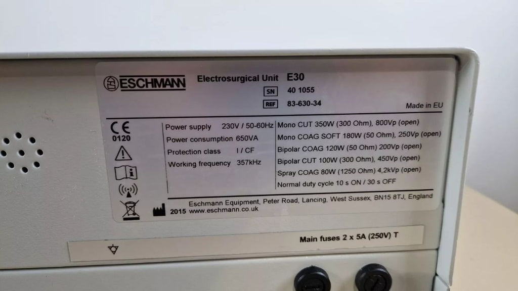 Eschmann E30 electrosurgical generator with handpiece and footswitch