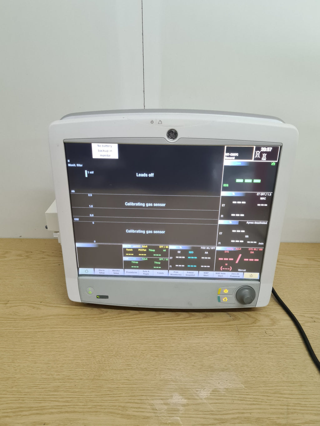 GE CARESCAPE B650 patient monitor powered on front view