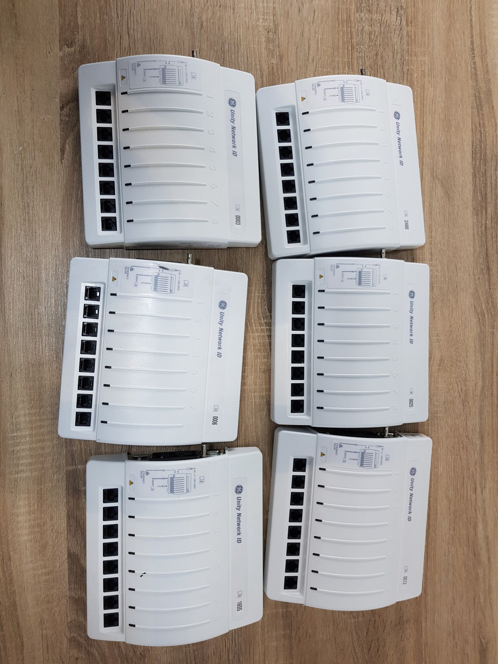 Six GE Unity Network ID patient monitoring network interface hubs