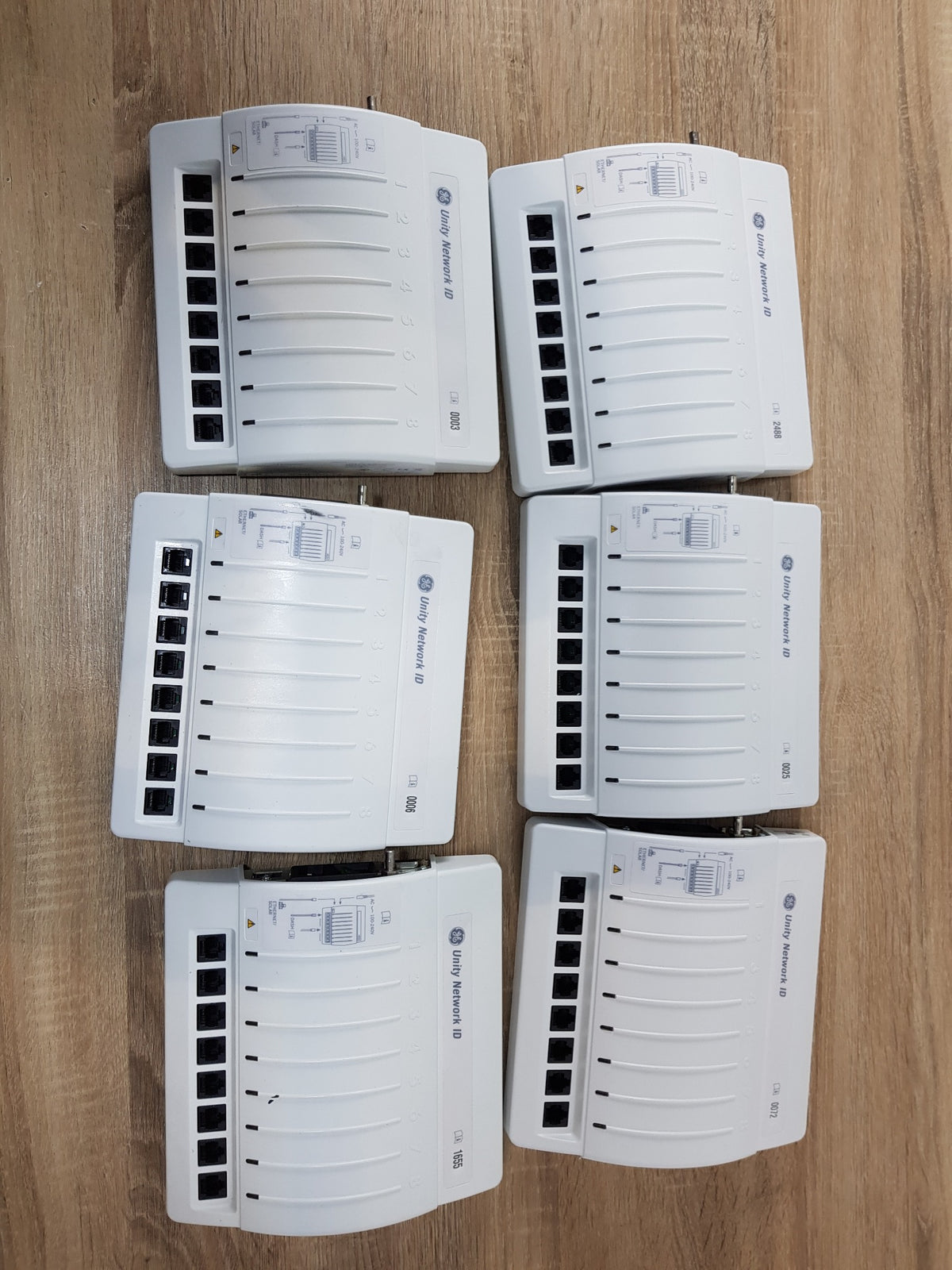 Six GE Unity Network ID patient monitoring network interface hubs