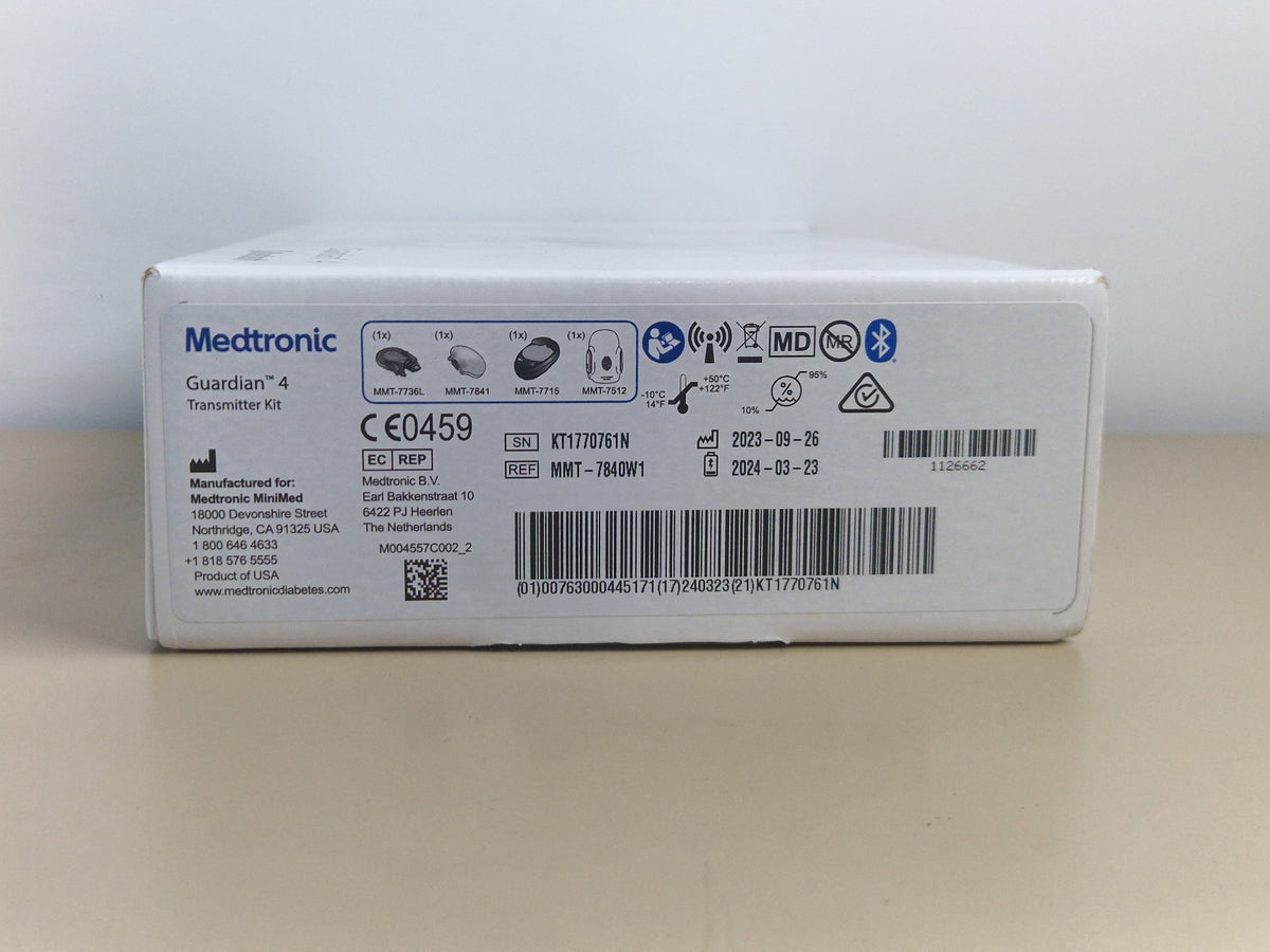 Medtronic Guardian 4 transmitter kit MMT-7840W1 identification label