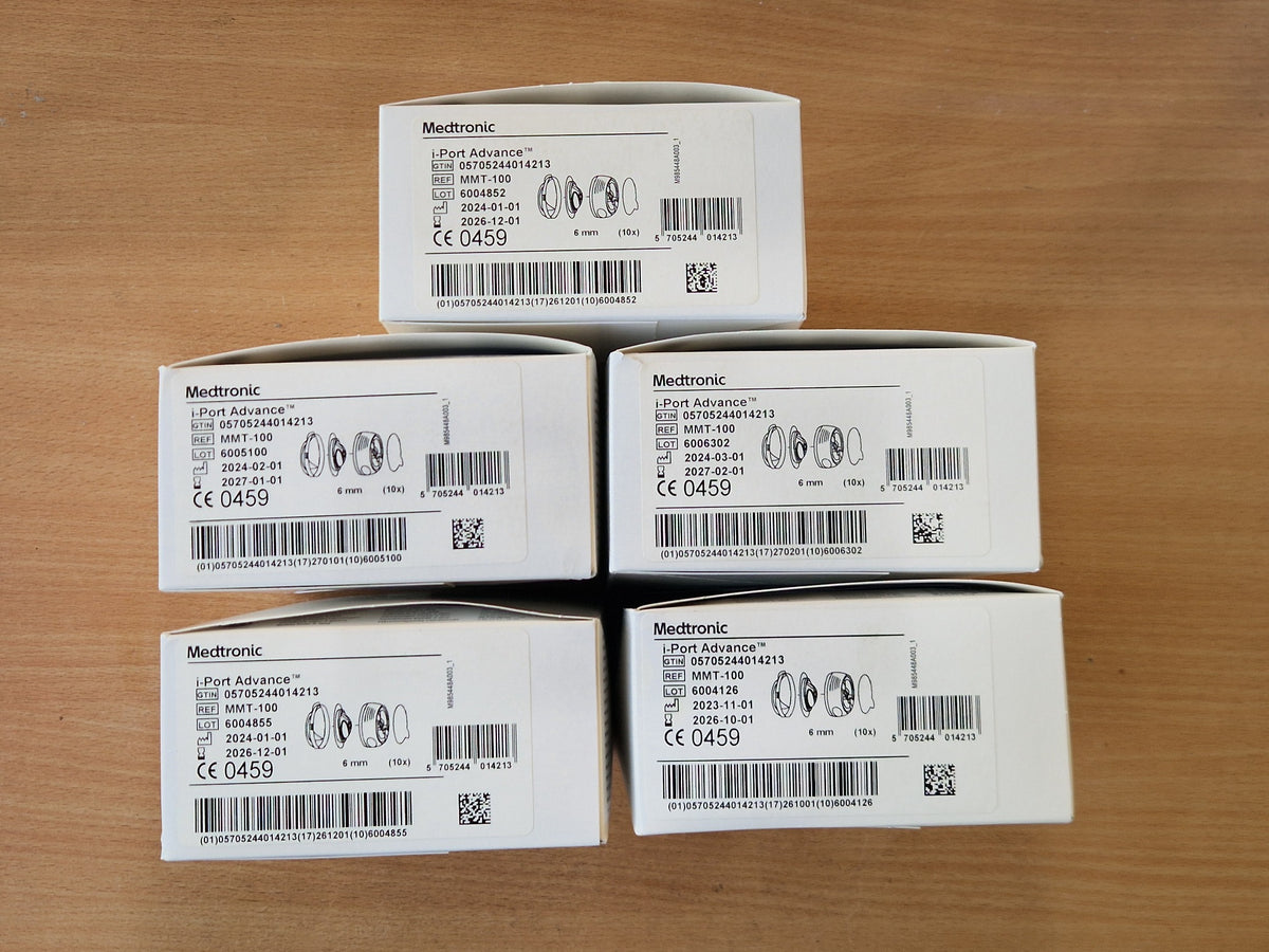 Medtronic i-Port Advance MMT-100 five boxes with lot and expiry labels