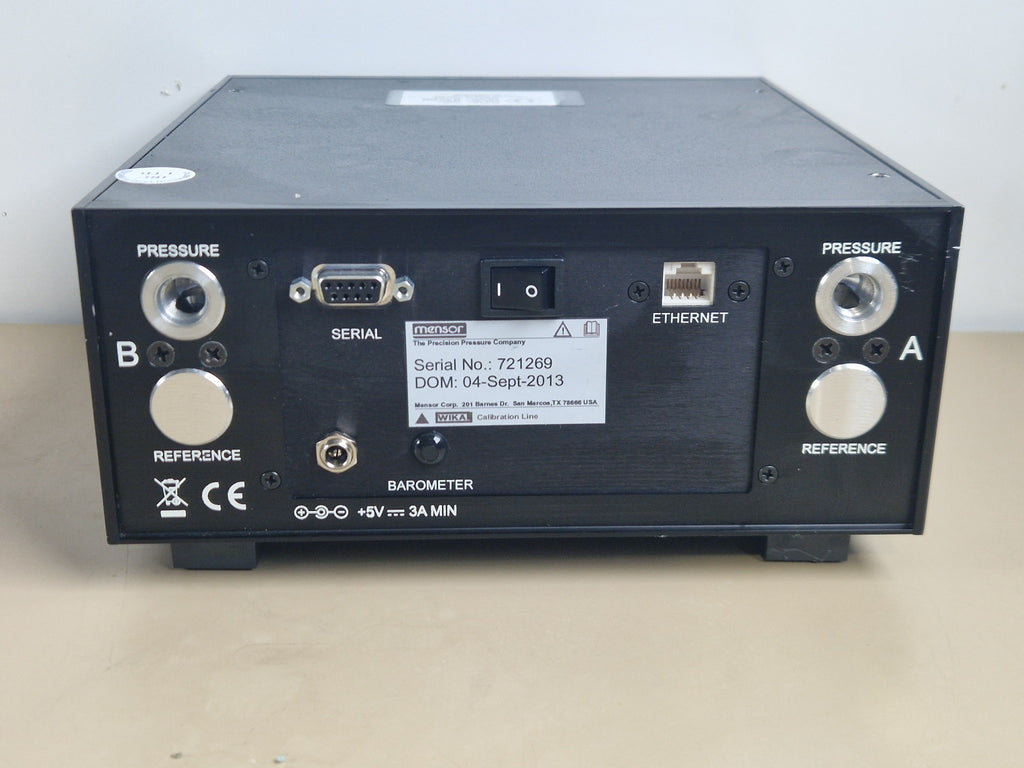 Mensor WIKA CPG2500 rear panel with pressure reference serial and ethernet connections