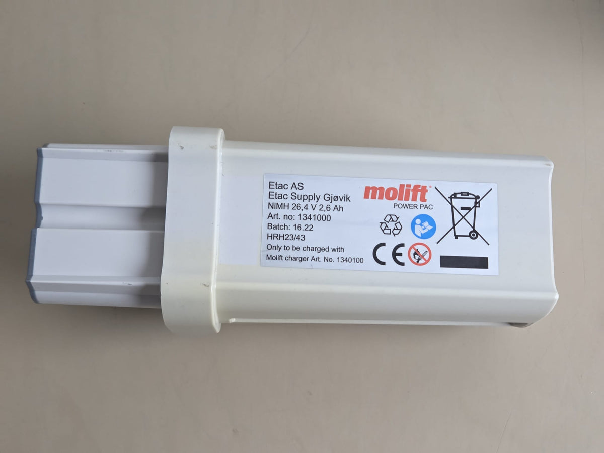 Molift Power Pac 1341000 NiMH 26.4V 2.6Ah battery specification label