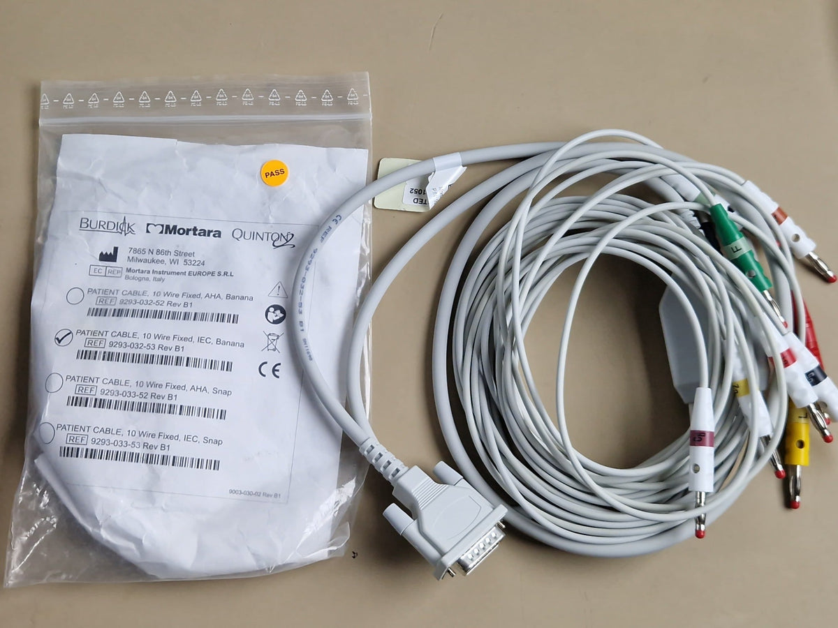 Mortara Burdick Welch Allyn 9293-032-53 10-wire IEC patient cable for 12-lead ECG