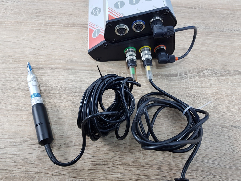 Close-up of Nobel Biocare Branemark controller connections and motor handpiece cable