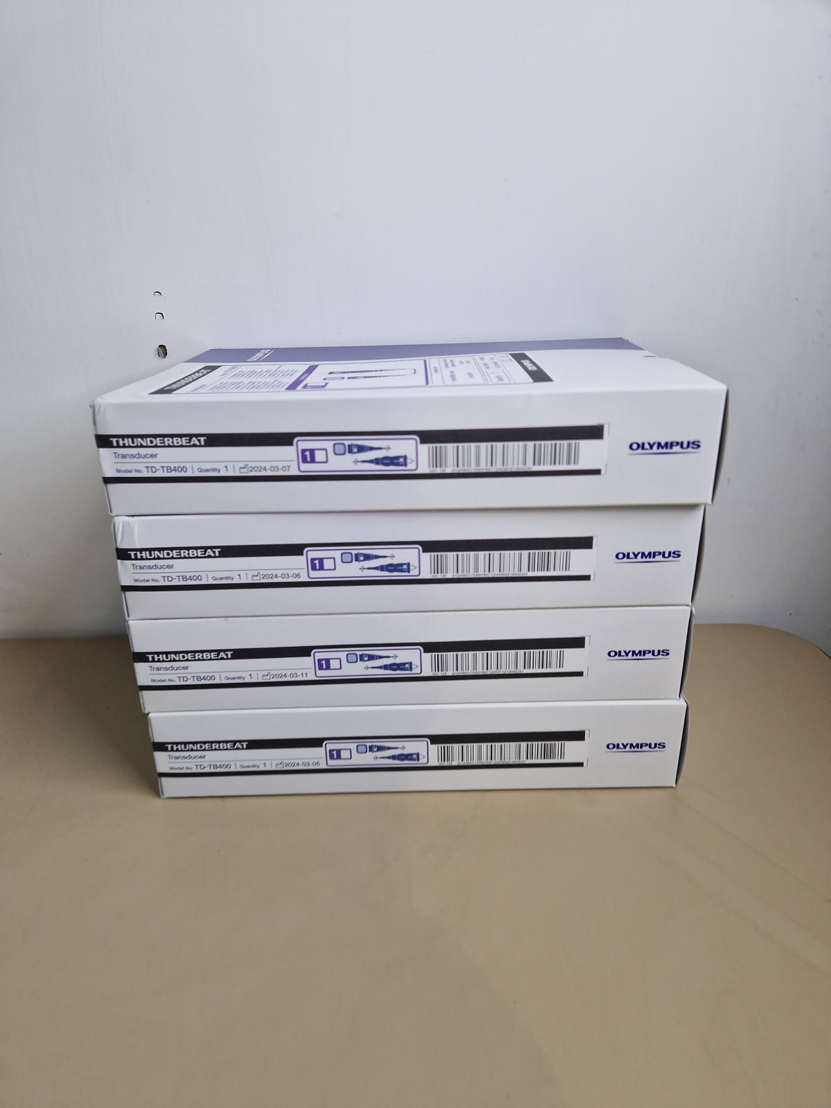 Four Olympus THUNDERBEAT TD-TB400 transducers in original boxes