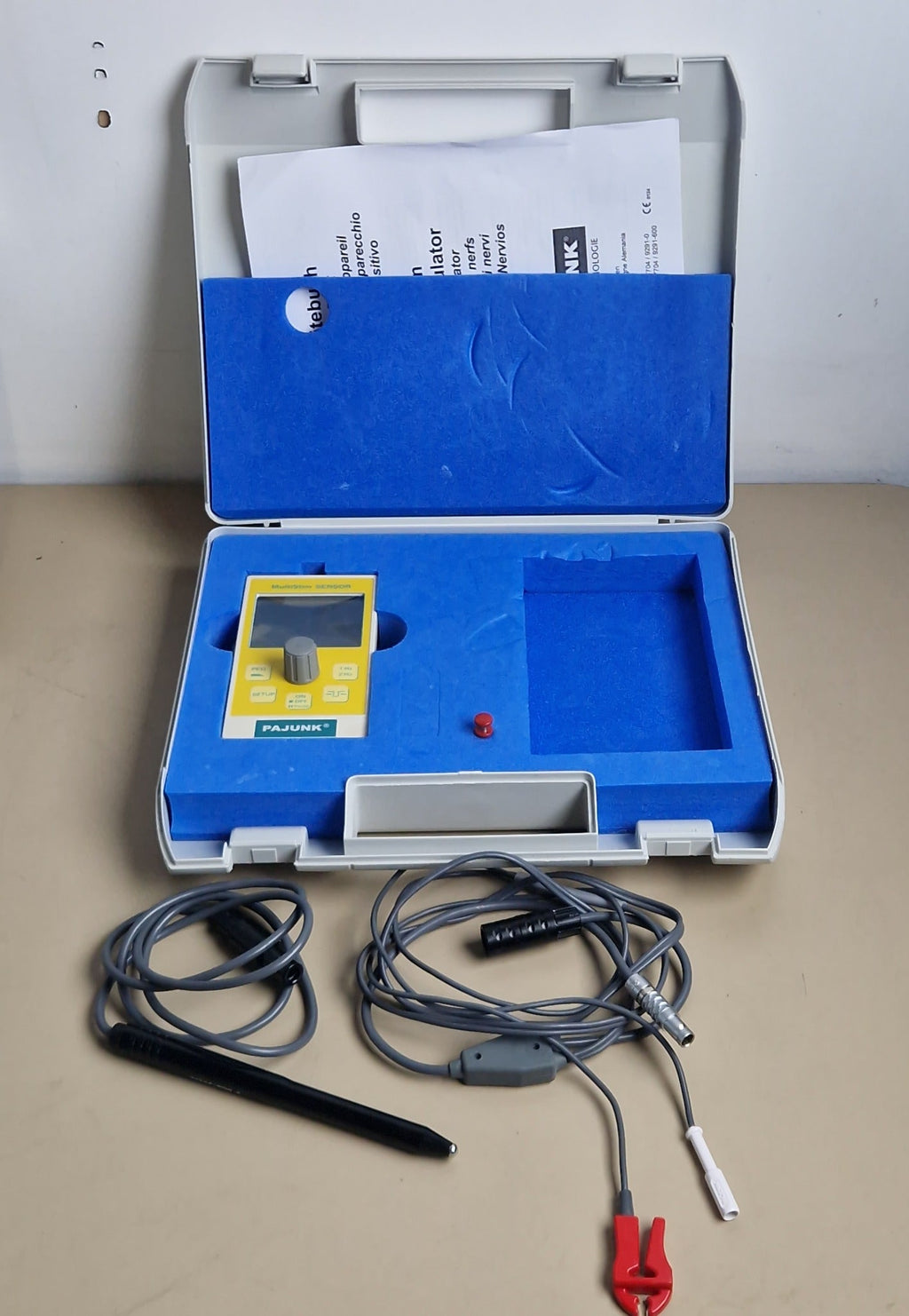 PAJUNK MultiStim SENSOR nerve stimulator set with carrying case accessories and instructions