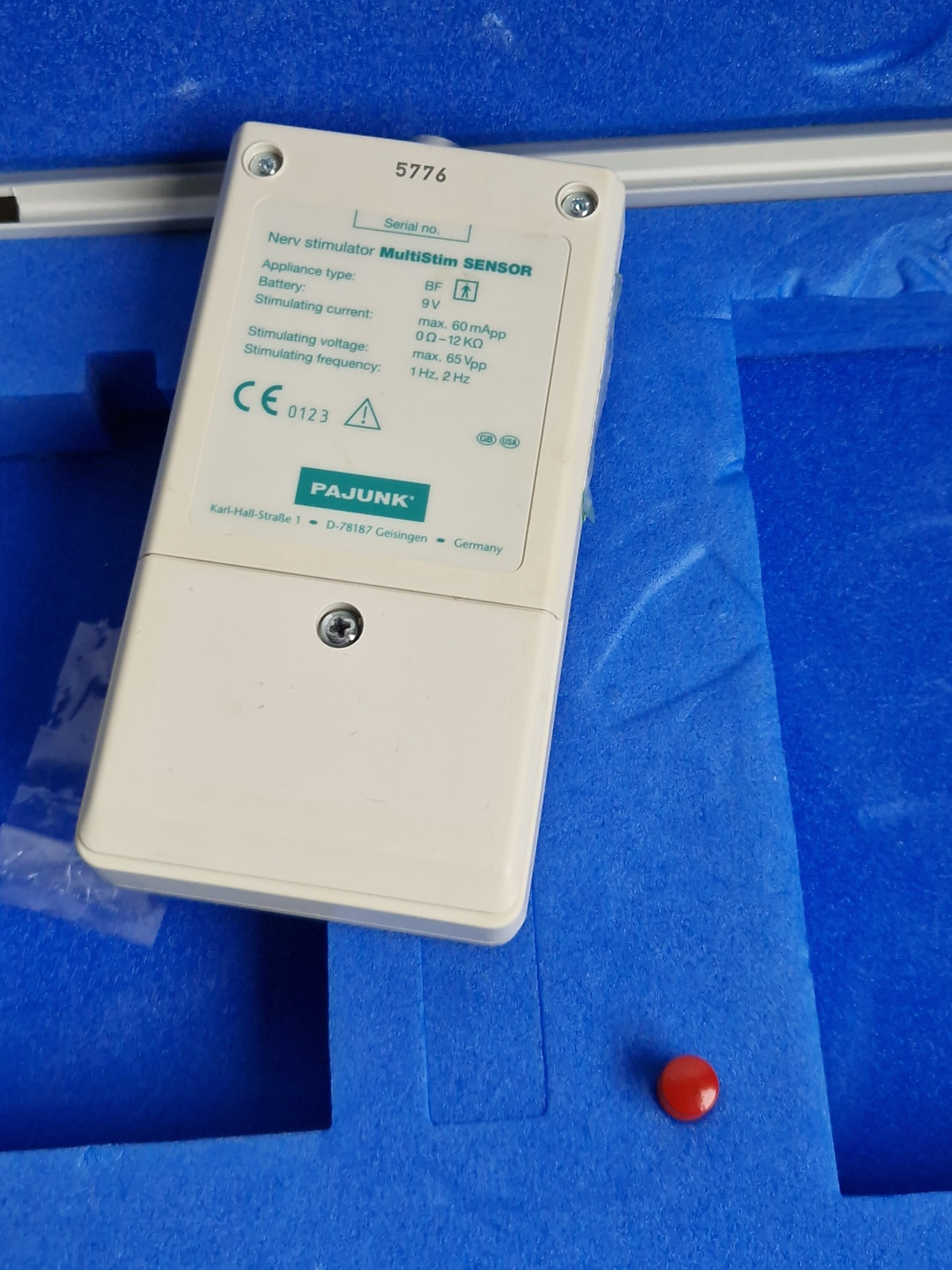 PAJUNK MultiStim SENSOR rear specification label serial 5776