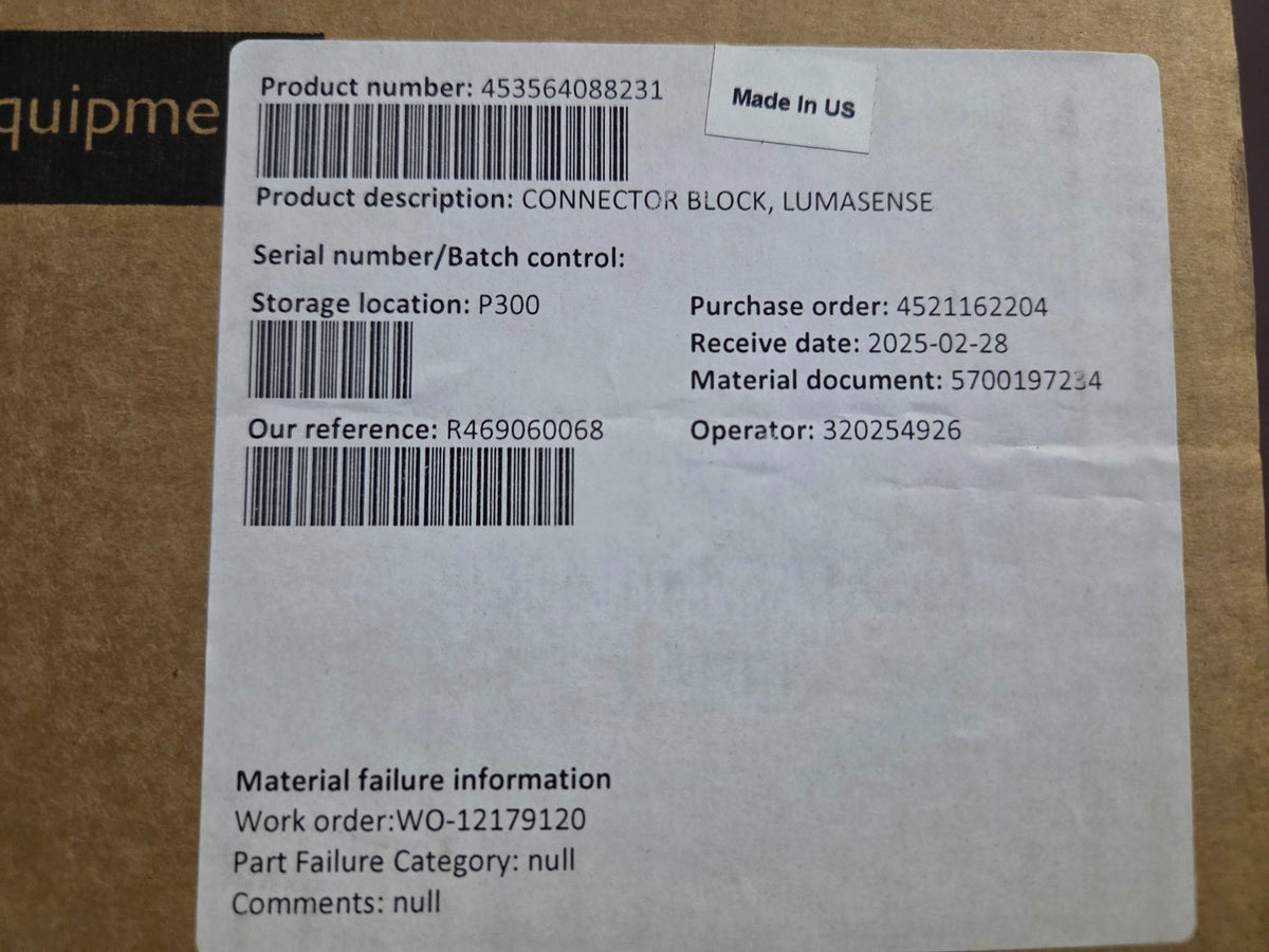 Original Philips packaging label for CONNECTOR BLOCK, LUMASENSE, part 453564088231