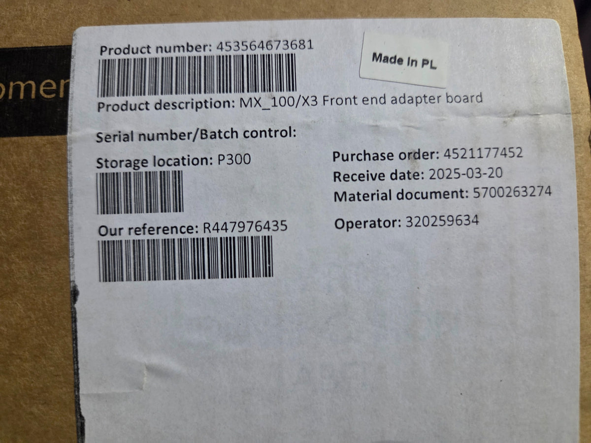 Original Philips packaging label for MX_100/X3 Front end adapter board, part 453564673681